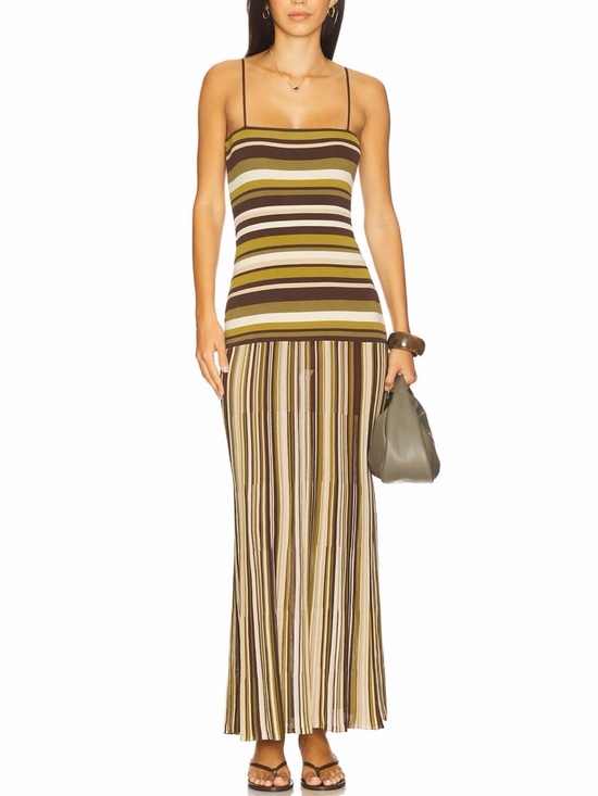 Faithfull the Brand Dresses & Skirts - Faithfull the Brand Striped Maxi Skirt in Olive, Brown and Cream